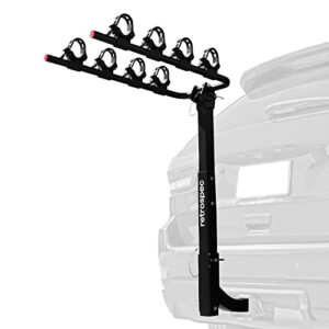 Retrospec Lenox Car Rack Four Bike Mount Hitch - 4 Bicycle Carrier - Class III or IV 2” Hitch - Compact Foldable Steel Frame